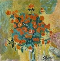 Russian Flowers - Ogonki - Oil On Canvas