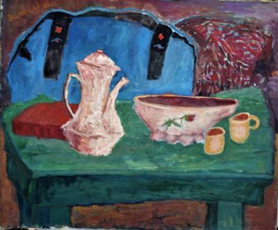 Still Life - Still Life  Teapot With Oval - Oil On Canvas