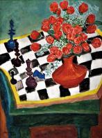 Still Life - Still Life  Flowers On Chess Table - Acrylic On Canvas