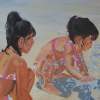 Young Girls At Play - Oil On Canvas Paintings - By Tomisha Lovely-Allen, Realism Painting Artist