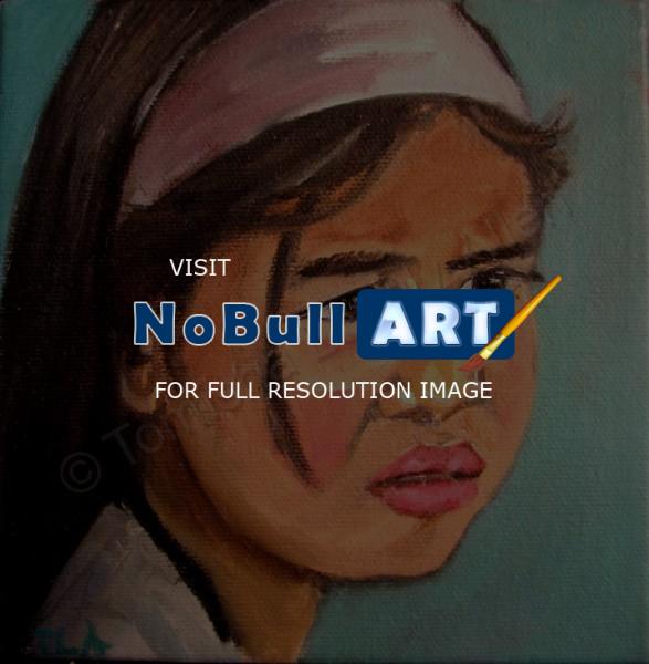 Portrait - Thinking Girl Portrait - Oil On Canvas