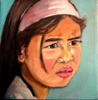 Portrait - Thinking Girl Portrait - Oil On Canvas