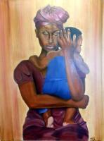 Mother And Child II - Oil On Canvas Paintings - By Tomisha Lovely-Allen, Realism Painting Artist