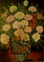 Yellow Roses - Oil Colour Paintings - By Sonia P, - Painting Artist