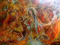 Iranian Painting-The Warmth Of Love - Oil Colour Paintings - By Sonia P, Miniature Painting Artist