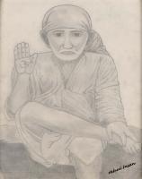 Sai Baba - Pencil  Paper Drawings - By Rahul Insan, Black And White Drawing Artist