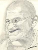 M K Gandhi - Pencil  Paper Drawings - By Rahul Insan, Black And White Drawing Artist