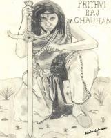 Prithavi Raj Chauhan - Pencil  Paper Drawings - By Rahul Insan, Black And White Drawing Artist