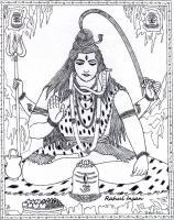 Shiv Ji - Marker Pen  Paper Paintings - By Rahul Insan, Black And White Painting Artist