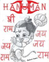 Bal Hanuman - Pencil  Paper Drawings - By Rahul Insan, Black And White Drawing Artist