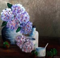Hortensia - Acrylyc Paintings - By Geert Winkel, Realistic Painting Artist
