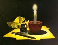 Candlelight Writing - Acrylics Paintings - By Christian Leclair, Still Life Painting Artist