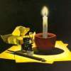 Candlelight Writing - Acrylics Paintings - By Christian Leclair, Still Life Painting Artist