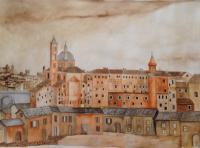 Pesaro Urbino - Watercolor On Paper Paintings - By Erv Erv, Impressionism Painting Artist