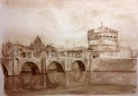 Castel Santangelo - Watercolor On Paper Paintings - By Erv Erv, Impressionism Painting Artist