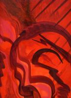 Red-Orange Abstract - Acrylic Paintings - By Jason C Hansen, Abstract Painting Artist
