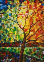 The Lonely Tree - Acrylic On Canvas Paintings - By Chathuranga Biyagama, Palette Knife Painting Painting Artist