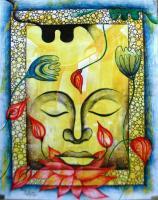 Buddha - Acrylics Mixed Media - By Raj Singh, Abstract Mixed Media Artist