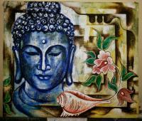 Buddha 3 - Oil On Canvas Paintings - By Raj Singh, Abstract Painting Artist