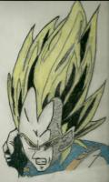 Vegeta - Pencil With Pastel Chalk Drawings - By Paul Sullivan, Traditional Drawing Artist
