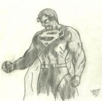 Superman  Shadows Study - Pencil Drawings - By Paul Sullivan, Traditional Drawing Artist