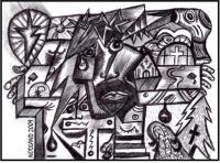 Crucifixion - Pen  Ink Drawings - By Kevin Nodland, Abstract Drawing Artist