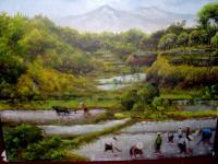 Javanese Ricefields - Oil On Canvas Paintings - By Franky Widjojo, Realisme Painting Artist