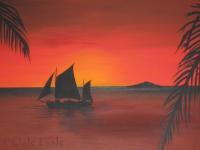 Sales At Sunset - Acrylic Paints Paintings - By Dale Lysle, Silhouettes Painting Artist