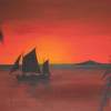 Sales At Sunset - Acrylic Paints Paintings - By Dale Lysle, Silhouettes Painting Artist