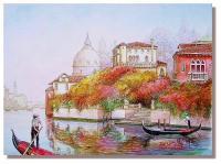 Autumn In Venice - Watercolor Paintings - By I Joseph, Realism Painting Artist
