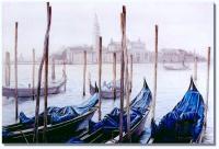 Covered Gondolas - Watercolor Paintings - By I Joseph, Realism Painting Artist