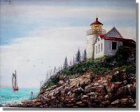 Lady On Bass Harbor Light House - Oil On Canvas Paintings - By I Joseph, Realism Painting Artist