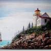 Lady On Bass Harbor Light House - Oil On Canvas Paintings - By I Joseph, Realism Painting Artist