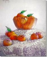 Tangerines In A Bowl - Watercolor Paintings - By I Joseph, Realism Painting Artist
