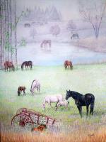Equine - Grazing In My Domaine - Oil On Canvas