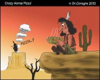 Crazy Horse Pizza - Digital Mixed Media - By Oscar Garriga, Comic Mixed Media Artist