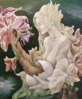 Portraits - Flora With Amorphophallus - Oil On Canvas