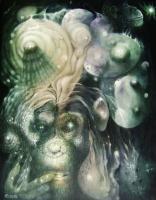 Monkey Head Nebula - Oil On Canvas Paintings - By Henk Bloemhof, Surrealism Painting Artist