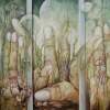 Triptich Vegetation - Oil On Panel Paintings - By Henk Bloemhof, Surrealism Painting Artist