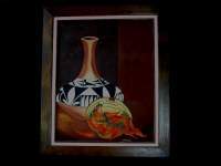 Acoma Pottery And Peppers - Oil Paintings - By Judith B Adams, Realism Painting Artist
