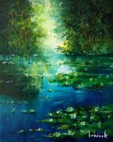Water Lilies - Oil On Canvas Paintings - By Tadeusz IwaÅ„Czuk, Realism Expressive Painting Artist