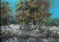 Forest In Winter - Crayon Paper Drawings - By Tadeusz IwaÅ„Czuk, Realism Expressive Drawing Artist