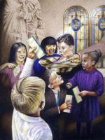 Children Giving - Colored Pencil On Cason Paper Paintings - By James Loveless, Realism Painting Artist