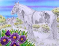 Gypsy - Airbrush Color Pencil  Pen Paintings - By Ron Kendall, Nature Painting Artist