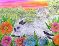 Wabbit - Airbrush Color Pencil  Pen Paintings - By Ron Kendall, Nature Painting Artist