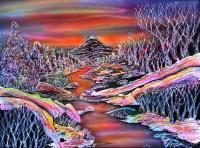 Another Mountain - Acry Color Pen Pencil Watercol Paintings - By Ron Kendall, Figurative Painting Artist