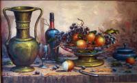 Dessert Table Still Life By Bpoloni 1900-1975 - Oil On Canvas Paintings - By Chau Tran, Pointillism Painting Artist