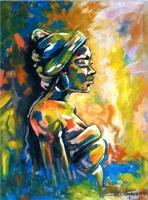 African Lady - Oil On Canvas Paintings - By Stephen Maku, Realism Painting Artist