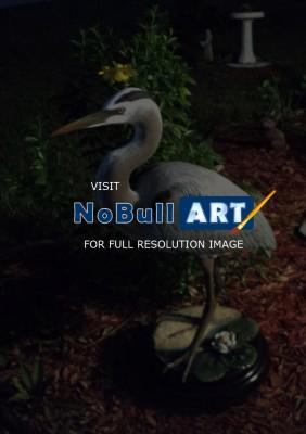 Birds - Life Size Great Blue Heron Wildlife Art Sculpture - Cast Epoxy