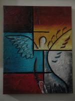 The Wing Feather - 16X20 Inches Oil On Canvas Paintings - By Lanny Miranda, Abstract Painting Artist